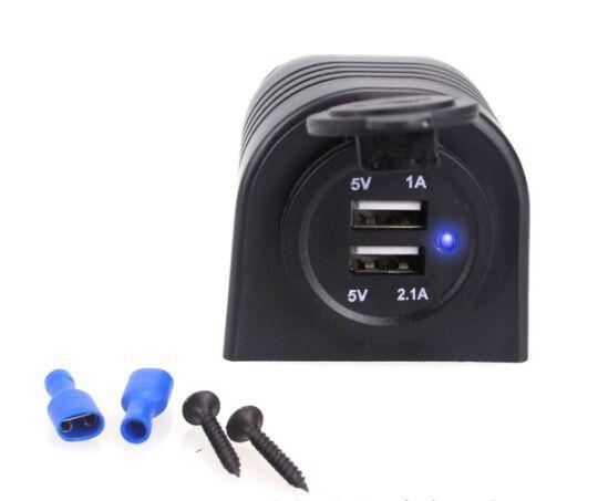 One Hole Tent Type Dashboard Panel Mounting Dual USB Charger Power Socket for Boat Marine Bus Car