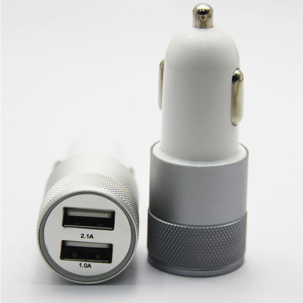 Car charger small steel gun metal double USB aluminum charger 2.1A smart identification tablet for iPhone 11 Huawei millet