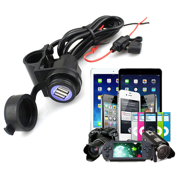 1 pcs Waterproof Motorcycle Motorbike Dual USB Car Charger Power Supply Port Socket 5V / 2.1A for Cellphones GPS MP3