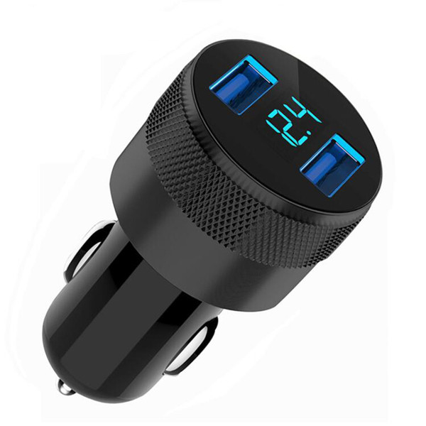 Dual USB Car Charger Adapter 3.1A Digital LED Voltage/Current Display Auto Vehicle Metal Charger For Smart Phone/Tablet