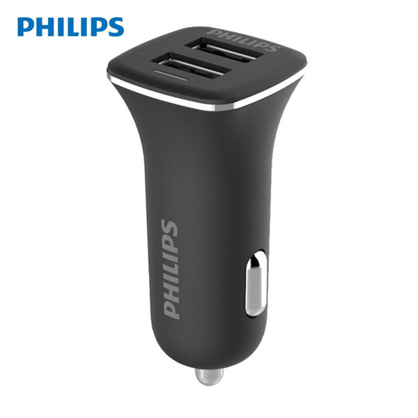 Philips DLP2015 Universal Quick Double USB Car Charger 3.1A With Manganese Steel Material Strong Compatibility - Black