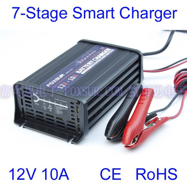 12V 10A Car Battery Charger 7-stage Charger Auto Reverse Pulse Desulfation Charger For GEL/AGM/ Lead Acid Battery