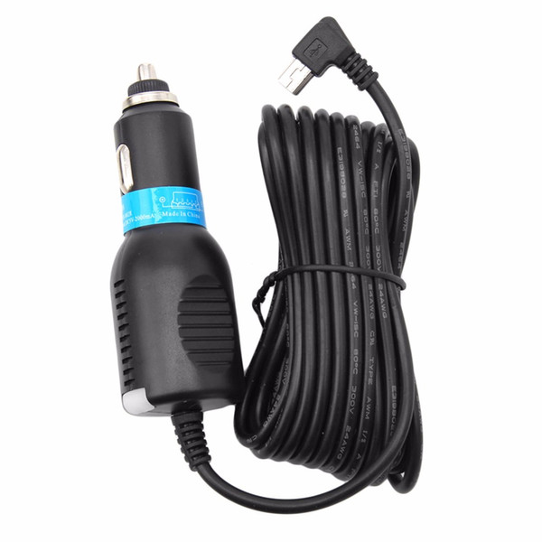 12-24V Mini 5 Pin Car Charger Navigator GPS Vehicle Power Cable 2.5A 2A Tachograph Charger USB Interface