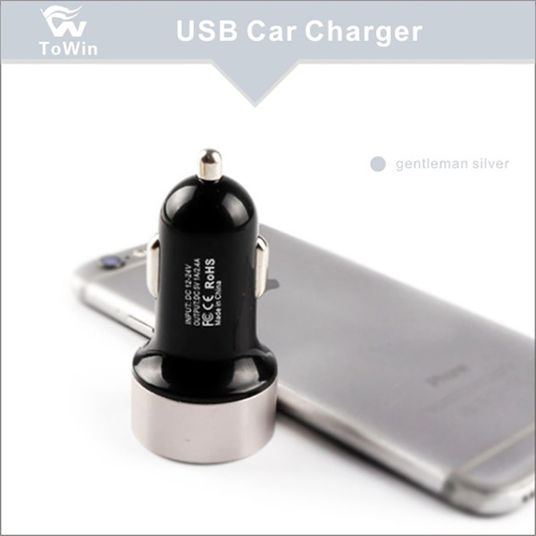 Car Charger Adapter Metal Dual USB Car Charger LED Display FOR Phones, tablets , USB Powered Devices Car Cigarette Lighter Socket Adapter