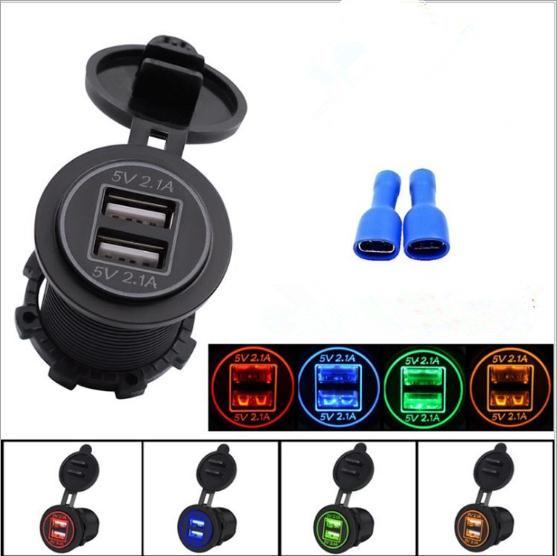 Waterproof 12-24V USB Charger for Motorcycle Auto Truck ATV Boat LED Car 4.2A Dual USB Socket Charger Power Adapter Outlet Power Car-Charger
