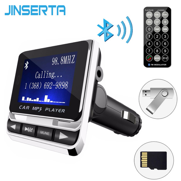 JINSERTA Bluetooth Car MP3 Player Wireless FM Transmitter LCD Screen Car Kit USB Charger Support Pendrive USB TF Line-in AUX