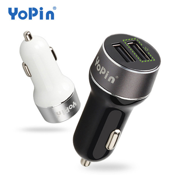 Yopin 2 Port Dual USB Car Quick Charger & Cigarette Lighter Adapter with LED Display for iPhone Xiaomi Huawei CEC_62E