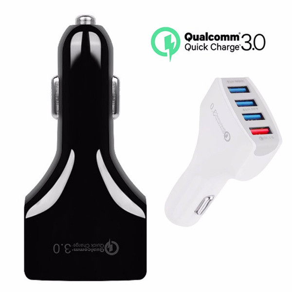 QC3.0 Quick Charger USB Car Charger 4 Port Adaptive Fast Charger Phone Adapter for Samsung S8 S7 S6 For iPhone 8 7 6 Plus