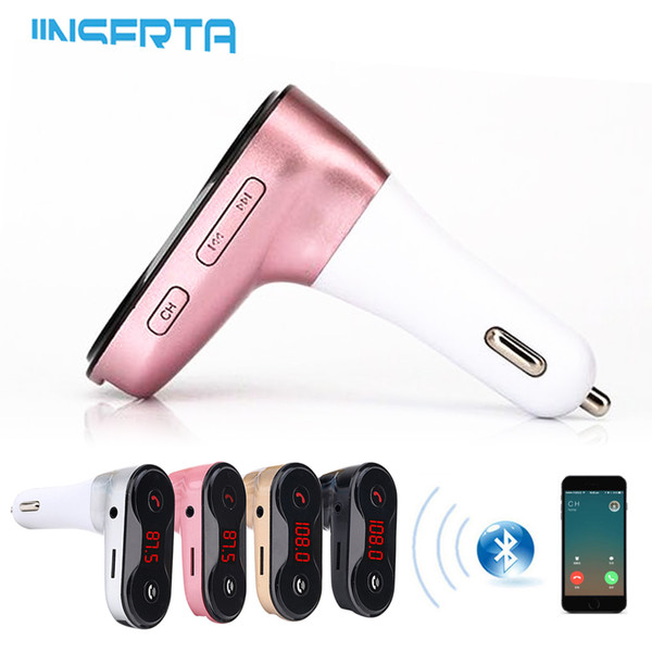 JINSERTA TF Audio Wireless FM Transmitter Modulator Bluetooth Car Kit C8 AUX Hands Free Music Mini MP3 Player Car Styling