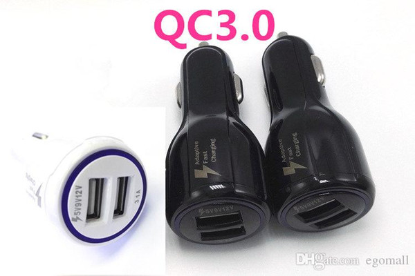 9V 2A 12V 1.2A QC3.0 fast car charge 3.1A Dual USB Fast Charging phone charger Samsung Galaxy S8 with package
