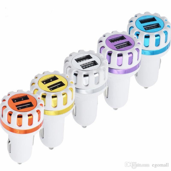 Dual USB Ports Led Light Sun Flower Car Charger 5V 2.1A 2 Port Mini Plug ABS Auto Charger Adaptor for Samsung