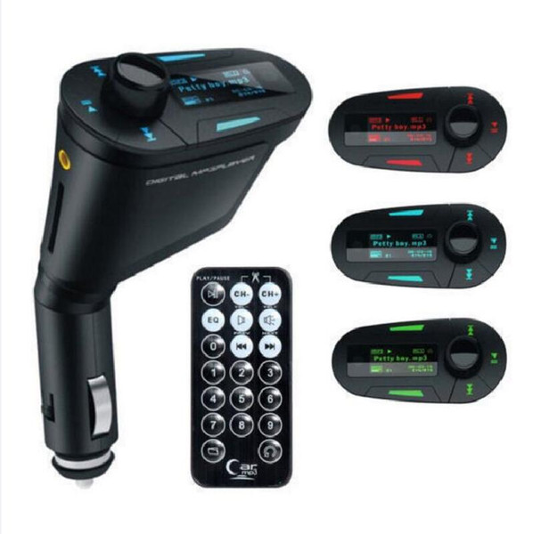 New Car Kit MP3 Player Wireless FM Transmitter Modulator wma wireless USB SD MMC LCD With Remote Blue/red Light