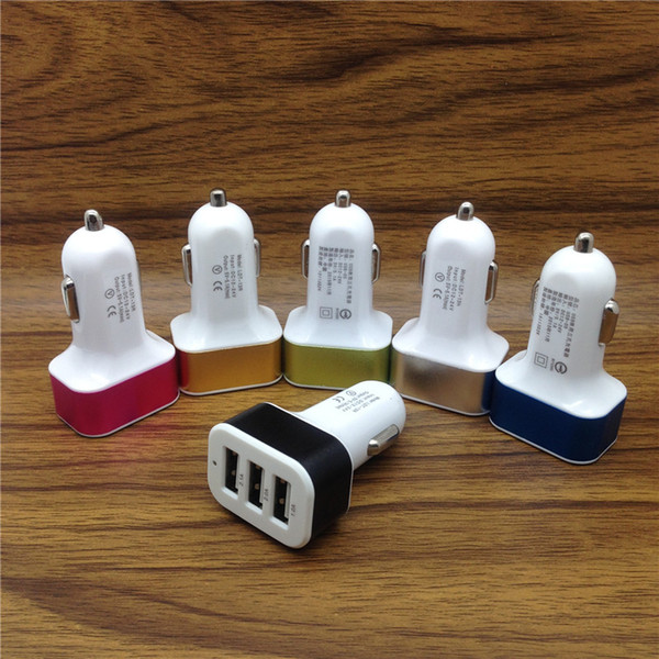 Universal Triple USB Car Charger Adapter USB Socket 3 Port Car chargers For iPhone Samsung Ipad Free DHL