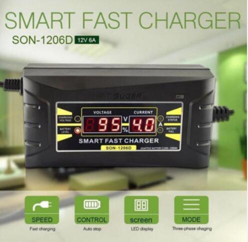 12V 6A Smart Fast Car Battery Charger Intelligent Fast Power Charging Wet Dry Lead Acid Digital LCD Display KKA4858