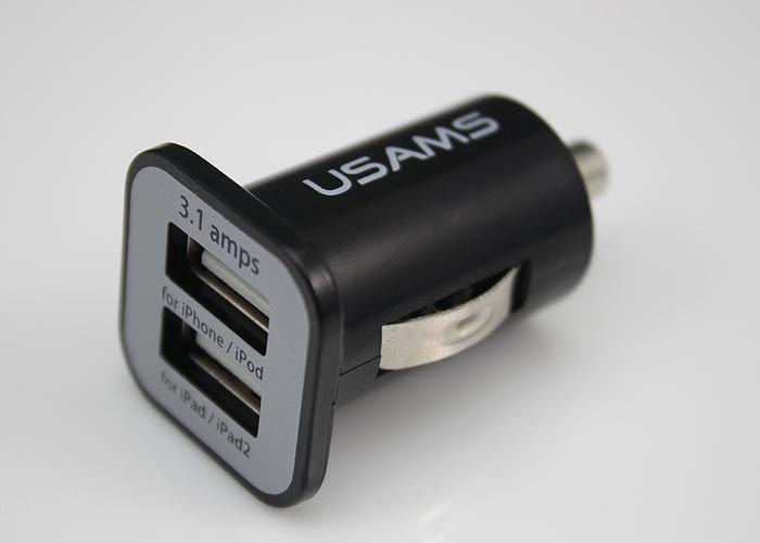 3.1A USAMS dual port usb car charger 5V 3100mah for iPhone/iPAD/ipod/Samsung/HTC