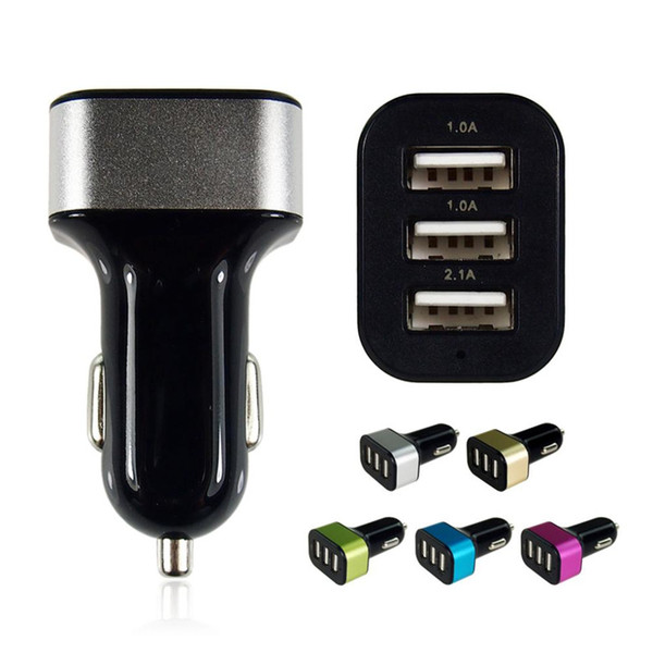 Top Quality 5V 5.2A 5000mah 3 usb port car charger AC adapter universal car charger Colorful for e cigar iphone 4/5/6 samsung S3 S4 S5 S6