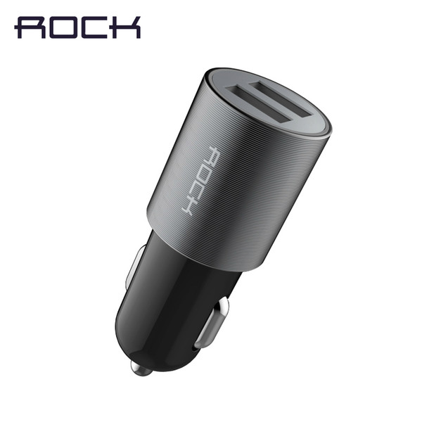 ROCK Car Charger Dual USB output 2.1A fast charging Mobile Phone Travel Adapter Cigar Lighter DC 12-24V Car Phone Charger Slot