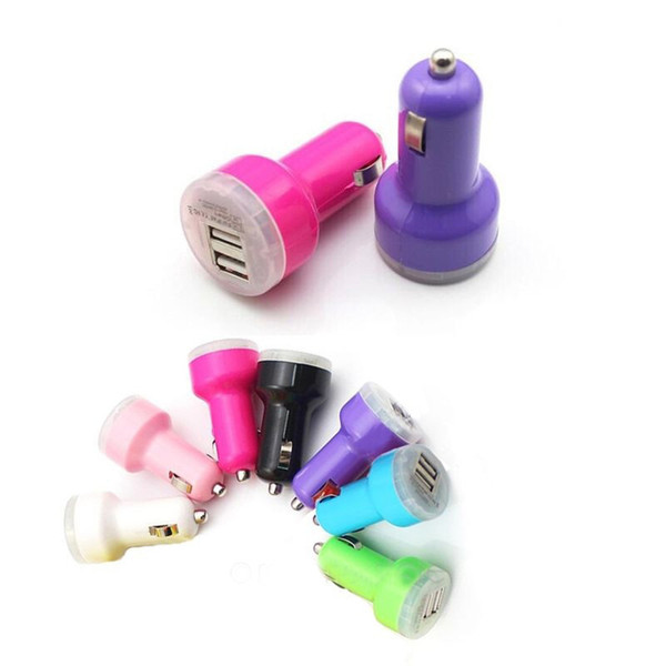 200X 2016 Candy dual usb car charger Auto Charger Adapter for iPod iPhone 6 6S 7 Plus Samsung S4 S5 HTC iPod iPad Blue LED Candy Color M-SC