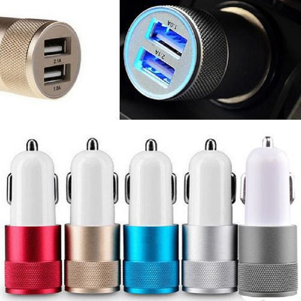 Best Metal Dual 2 USB Port Car Charger Cheap Universal USB Car Charger Cable Adapter For iphone LG HuaWei Samsung Galaxy S8