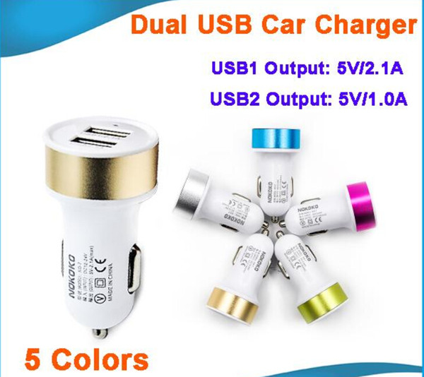 matte Micro Auto metal Dual USB Car Charger For iPad air iPhone 6 samsung S6 note 5 5V 2.1A Mini Adapter