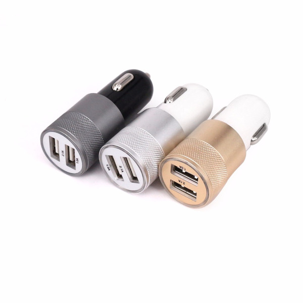 3.1A Dual USB Car Charger Alloy 2 Port Universal Fast Charging For Ipone 4 5 5s 6 Ipad HTC