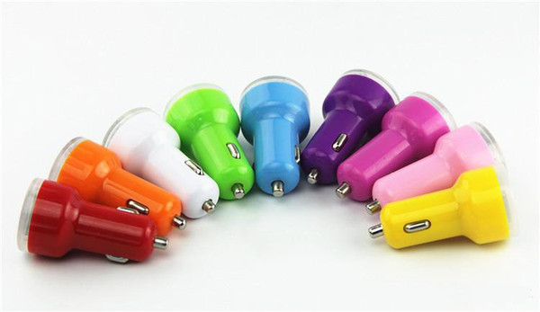 2016 Wholesale Free Shipping Micro Auto Universal Dual USB Car Charger For iPad for iPhone 5V 2.1A Mini Adapter 9 Color for Choice