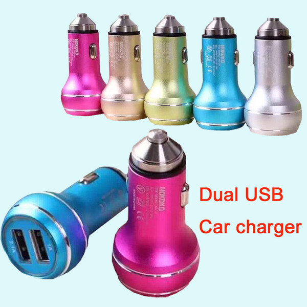 USB Car Charger Colorful Mini Car Charge LED Light Universal Adapter For iPhone 7 iPad Samsung S7 DHL CAB146