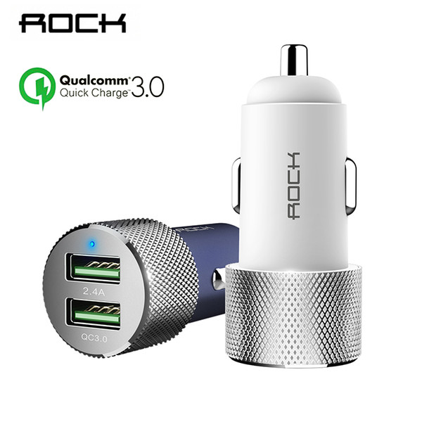 ROCK Car Charger QC 3.0 Quick Charge Dual USB For iphone X 7 8 iPad Universal For Xiaomi Samsung Huawei Fast Charging 5V 3.4A