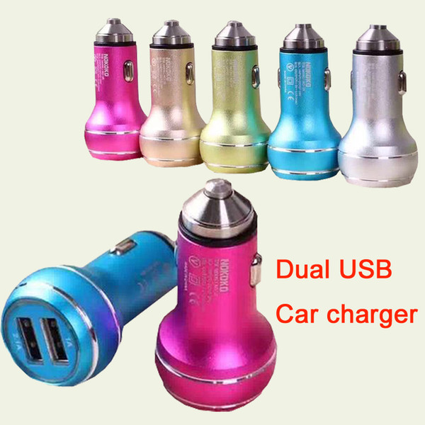 Mini USB Car Charger Portable Charger Colorful Mini Car Charge LED Light Universal Adapter For iPhone 7 iPad Samsung S7 DHL CAB146