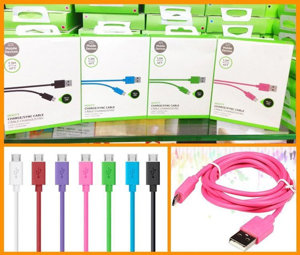 For Date Sync USB Cable 1.2M 4FT High Speed Charger For Samsung S7 S6 edge Plus S4 Note 2 4 5 6 with Retail Package High Qualtiy