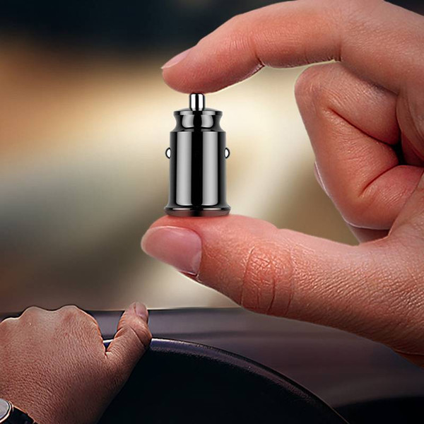 Dual USB Mini USB Car Charger 4.8A Metal Metal Car-Charger Auto Charge 2 Port 24W for iPhone X 8 7 6 Samsung Xiaomi Tablet