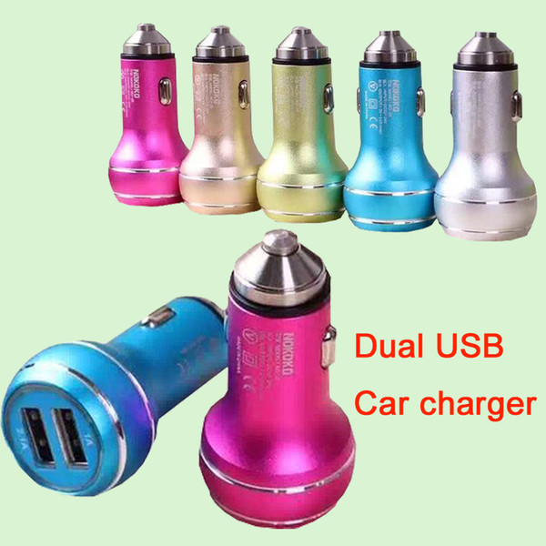 USB Car Charger Portable Charger Colorful Mini Car Charge LED Light Universal Adapter For iPhone 7 iPad Samsung S7 DHL CAB146