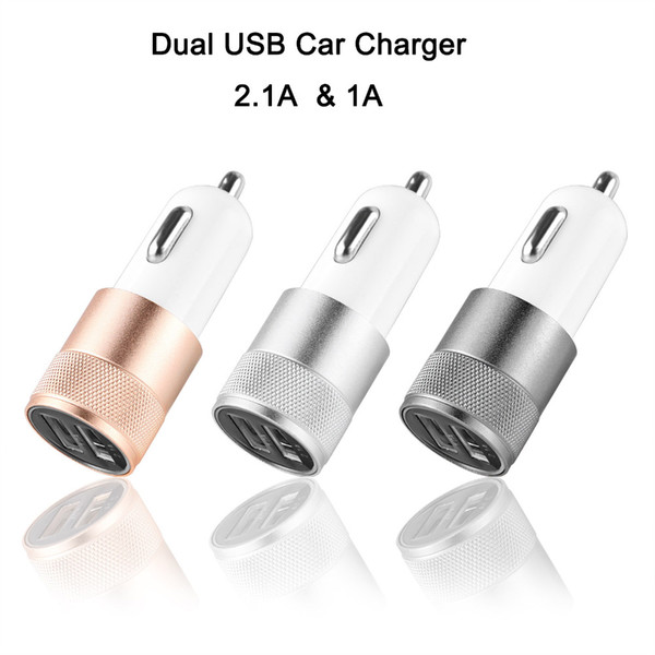 Wholesale-12V 24V 2.1A&1A Aluminum 2 USB Ports Universal Dual USB Car Charger For iPhone 5 6 6 plus For ipad 4 5 For Samsung Galaxy S4 S5