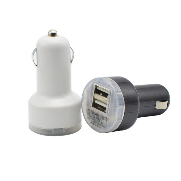 Manufacturers wholesale double USB vehicle charging vehicle charger, car charger nipple 2.1A car filling black and white