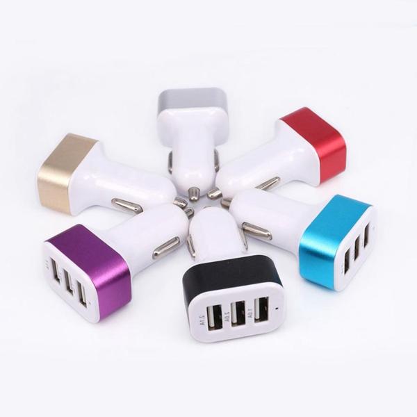 3 Port USB Car Charger Universal Fast Charging For Iphone Ipad HTC Samsung Note3 4 Mini Care Charger With 3-In-1 USB Cable