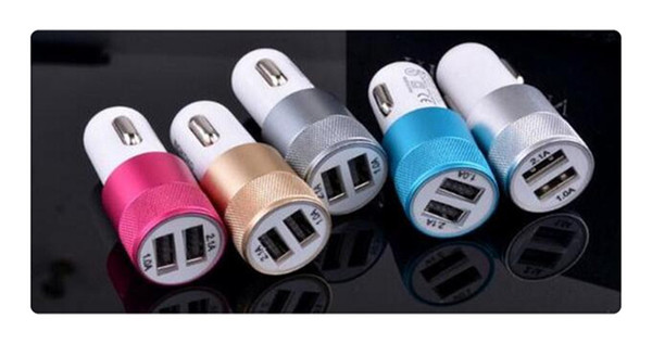 1pcs Metal Dual USB Port Car Charger Universal 12 Volt / 1 ~ 2 Amp for Apple iPhone iPad iPod / Samsung Galaxy / Motorola Droid Nokia Htc