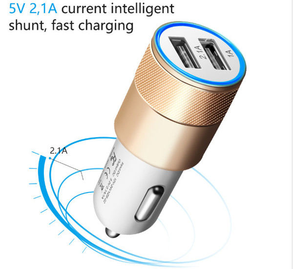 2 Port USB Car Charger 2.1A Fast Charging Mobile Phone Travel Auto Adapter For iPhone X 8 For Samsung S7 GPS ATP037