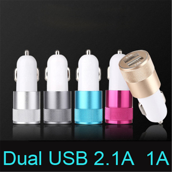 eClouds 5V 2.1A/1A Metal Dual USB Port Car Charger Universal 12V Cell phone charger for Mobile Phones