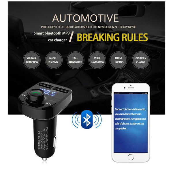 Smar Car MP3 Audio Player Bluetooth FM Transmitter Wireless FM Modulator Car Kit HandsFree LCD Display dual USB Charger for iPhone Samsung