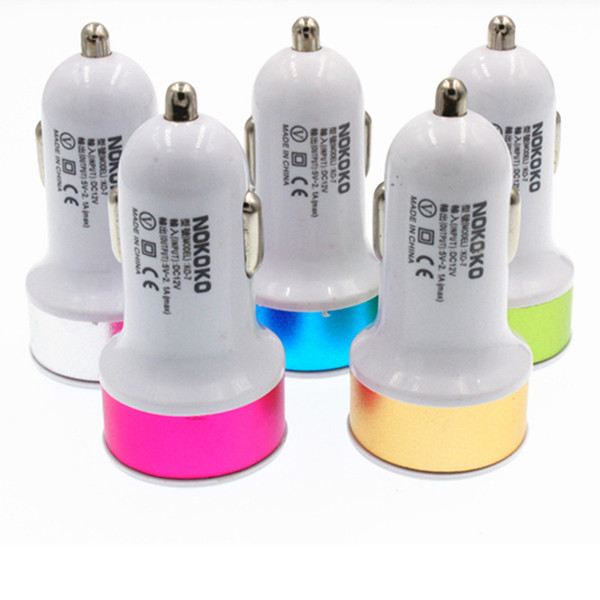 200pcs/lot Universal Colorful 2.1A+1A Dual usb ports Car charger For iPhone X 6 7 For samsung smart phone mp3 gpS 200PCS/LOT