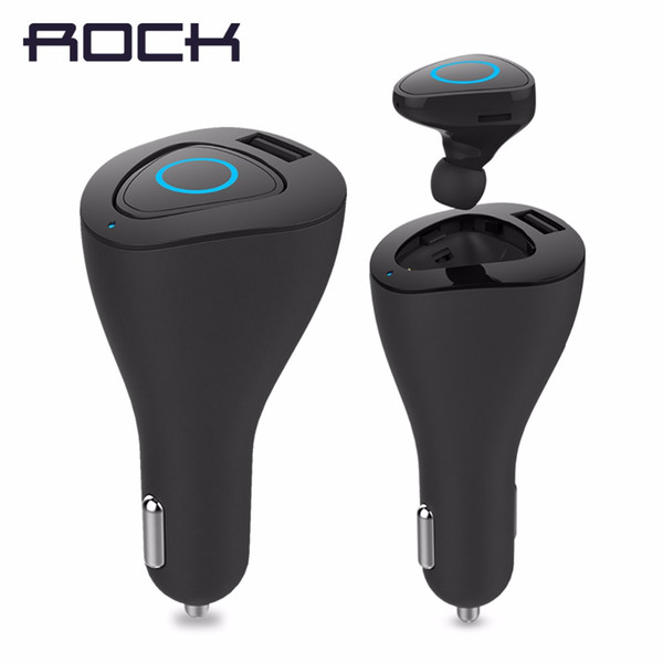 2017 New Arrival ROCK Muca Bluetooth earphone&Car Charger Led display Bluetooth headset and Car Phone Charger 2 in 1