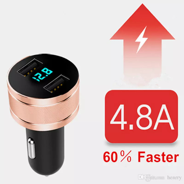 2018 New Update Universal Car Charger 2 USB Ports Digital Display Shine Intelligent Car Mobile Phone Fast Charger Luminescence 10PCS EMS