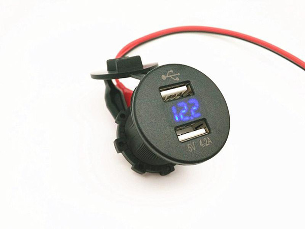 waterproof 12V 4.2A Dual Port USB Charger Socket Voltage Voltmeter Rocker Switch Panel Car Boat