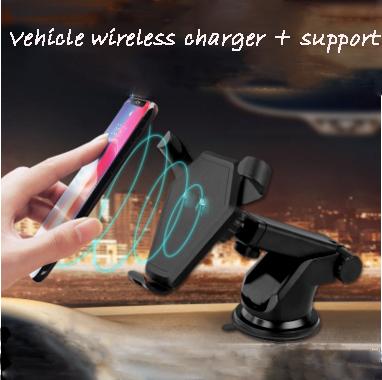 2017 Fast wireless Dual-use hot selling QI mobile phone charger for Samsung Apple general sucker car charger