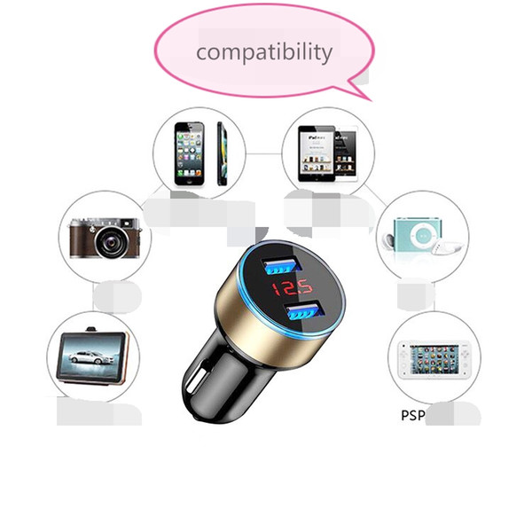 High quality mobile car charger, dual port usb car charger, quick charging hole display, ROHS certification and CE certification