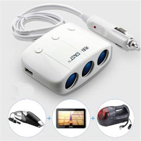 Car charger independent switch one and three pairs of USB power converter car cigarette lighter with switch