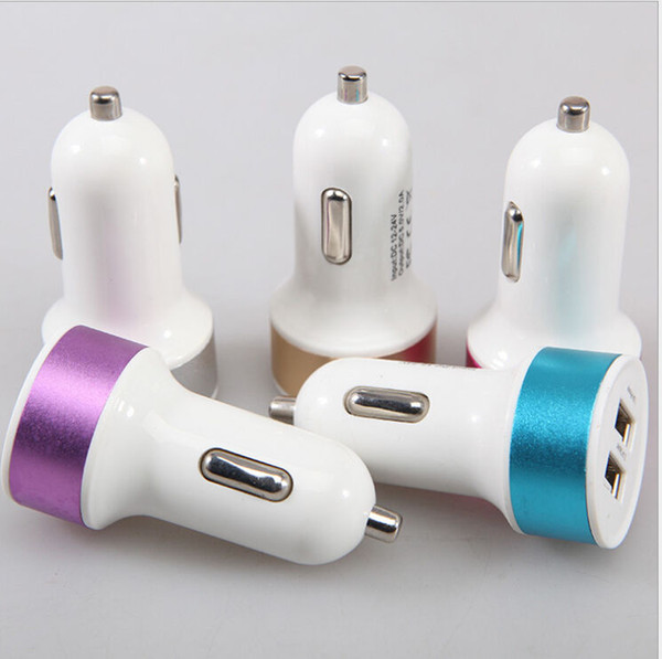 Universal Car Charger Adapter Quick Charge Bullet Dual Mini USB 2-Port Fast Mobile Phone Usb Charger for iPhone Free Shipping