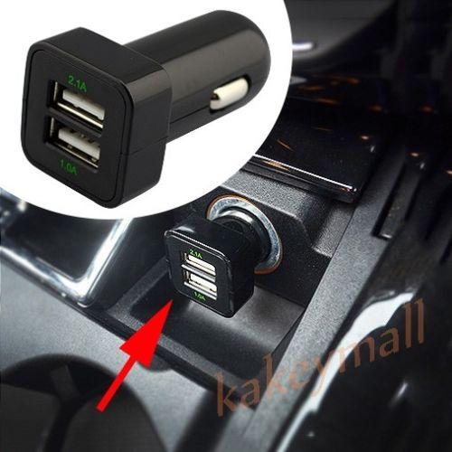 Universal Car Vehicle Cigar Lighter Charger Phone Dual USB Port Adapter Power Cable Socket Accessories Black Color