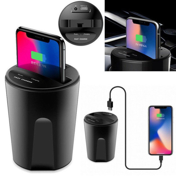 Fast Qi Car Cup Wireless Charger Charging Holder For iPhone X 8 Samsung S8 S7 S6 BBA246