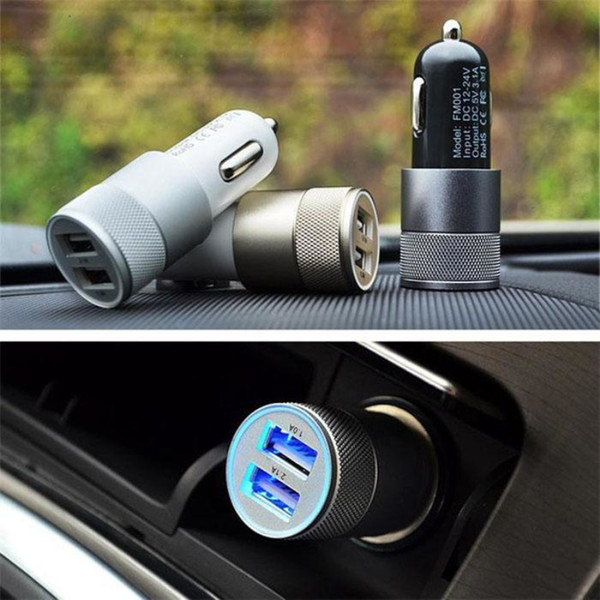 Top quality 3.1A Aluminum Material 2 Ports Universal Dual USB Car Charger for iPhone 5S 6G 6+ 6S Plus Samsung Note5 S6 Edge